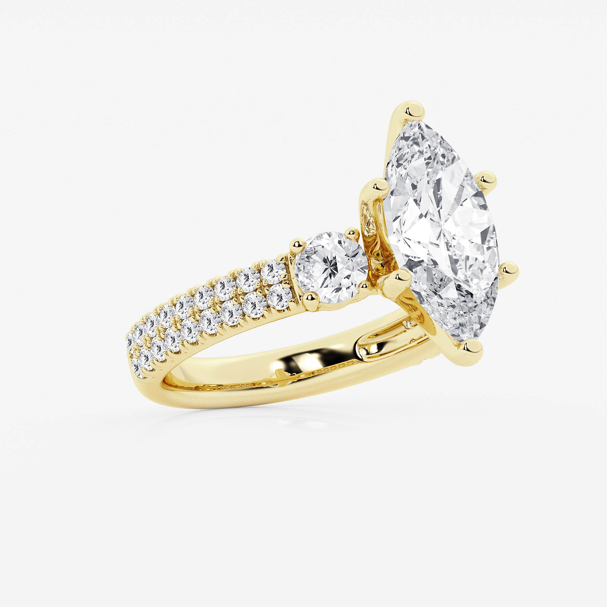 Additional Image 1 for  4 ctw Marquise Lab Grown Diamond Engagement Ring with Double Row Side Accents