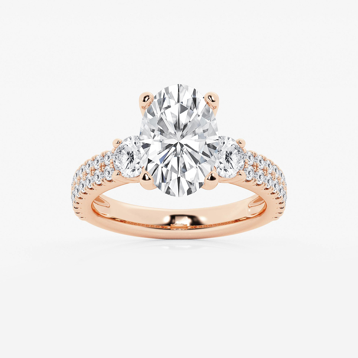 4 ctw Oval Lab Grown Diamond Engagement Ring with Double Row Side Accents