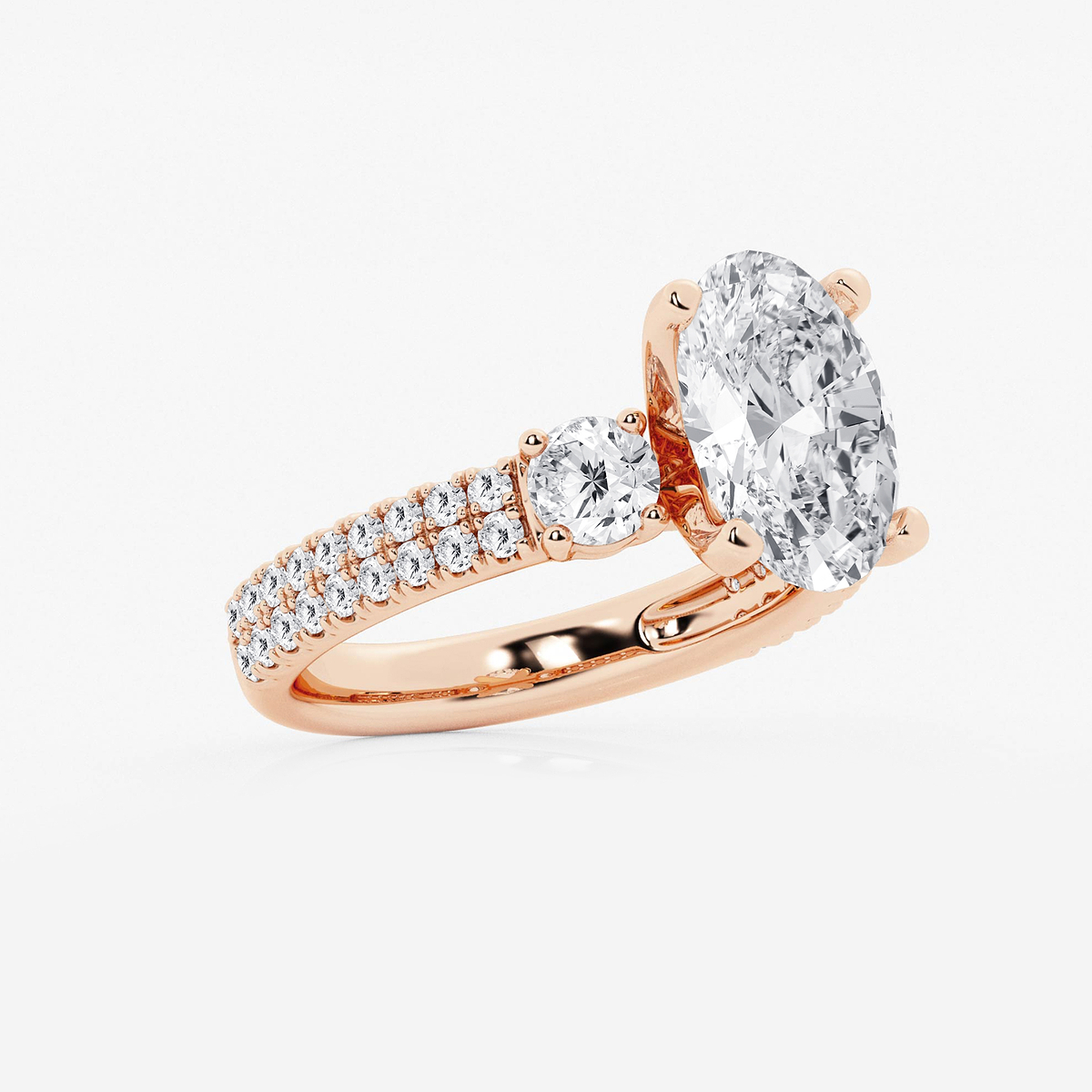 Additional Image 1 for  4 ctw Oval Lab Grown Diamond Engagement Ring with Double Row Side Accents