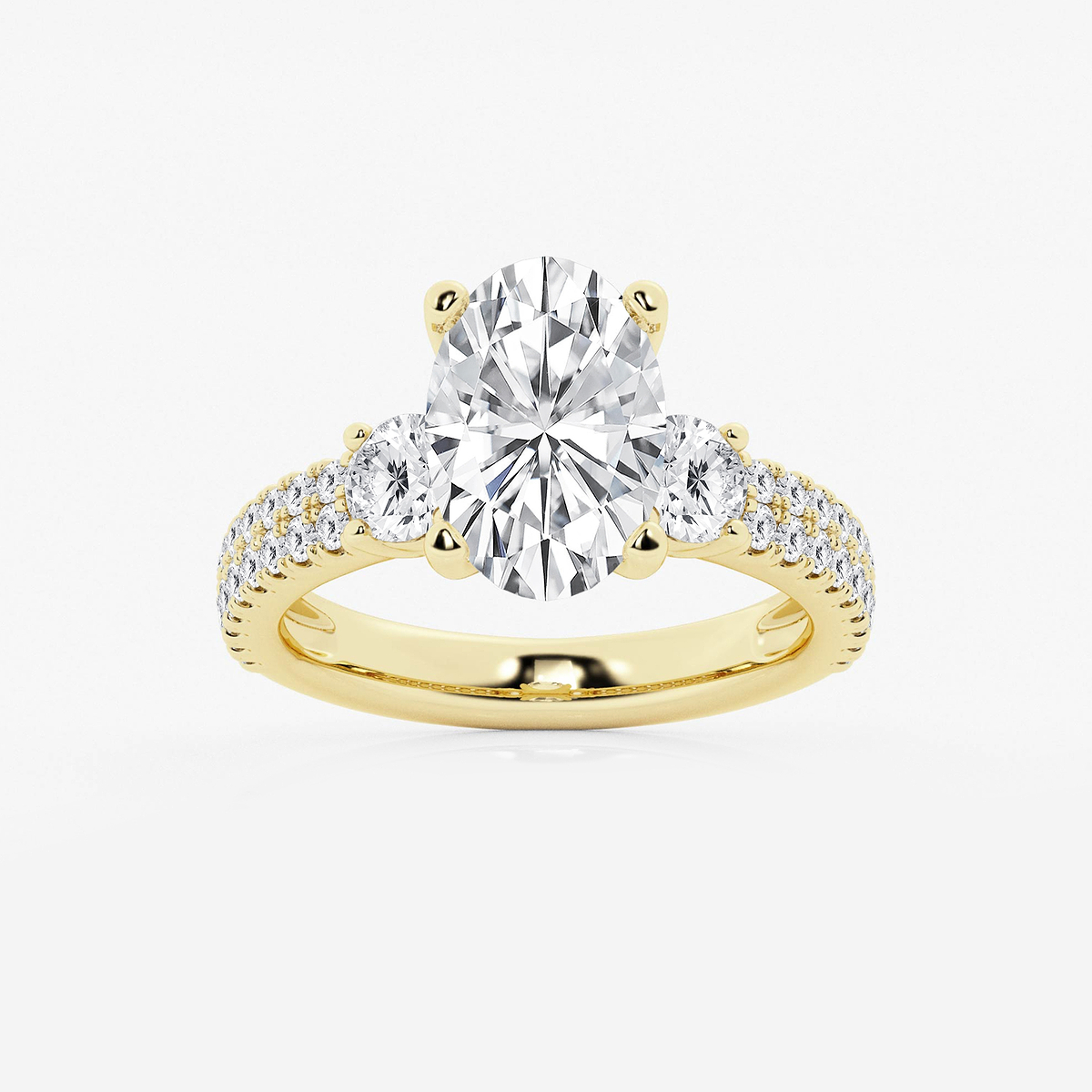 4 ctw Oval Lab Grown Diamond Engagement Ring with Double Row Side Accents