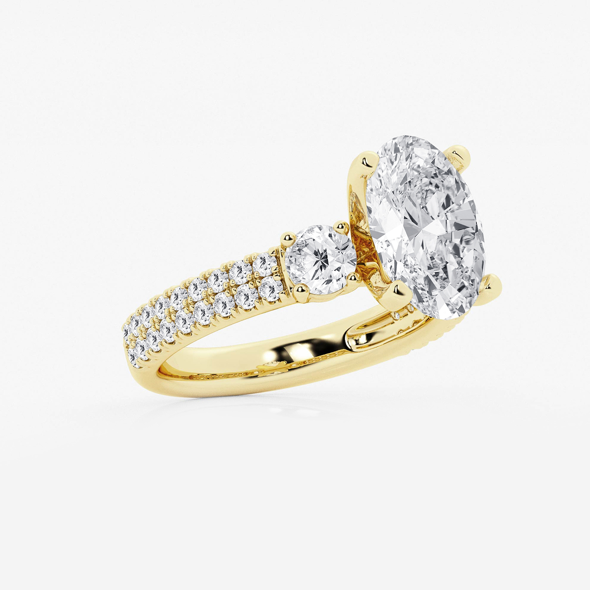 Additional Image 1 for  4 ctw Oval Lab Grown Diamond Engagement Ring with Double Row Side Accents