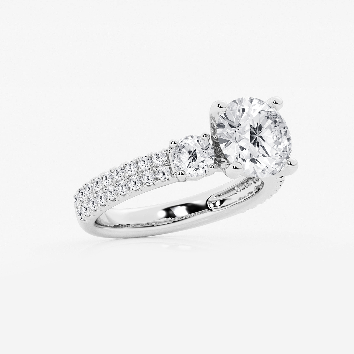 Additional Image 1 for  3 1/2 ctw Round Lab Grown Diamond Engagement Ring with Double Row Side Accents