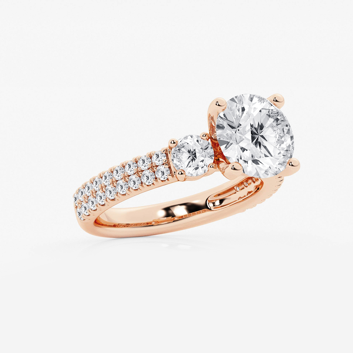 Additional Image 1 for  4 ctw Round Lab Grown Diamond Engagement Ring with Double Row Side Accents
