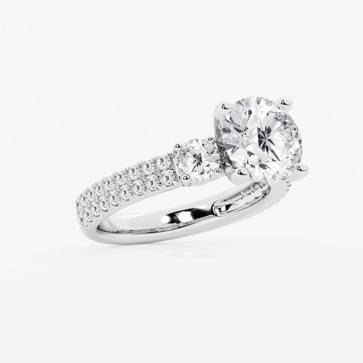 Additional Image 1 for  4 ctw Round Lab Grown Diamond Engagement Ring with Double Row Side Accents
