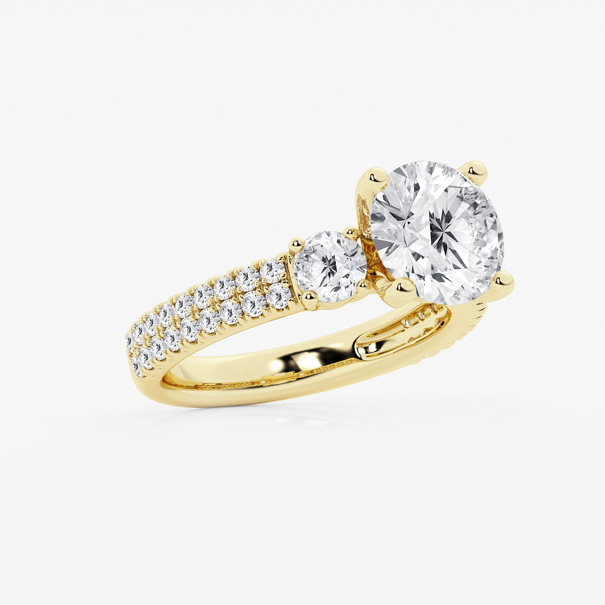 Additional Image 1 for  4 ctw Round Lab Grown Diamond Engagement Ring with Double Row Side Accents