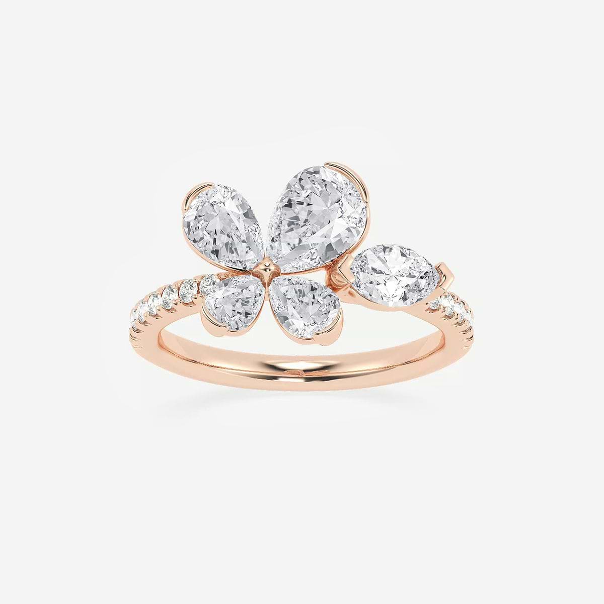 2 ctw Pear and Marquise Lab Grown Diamond Flower Fashion Ring