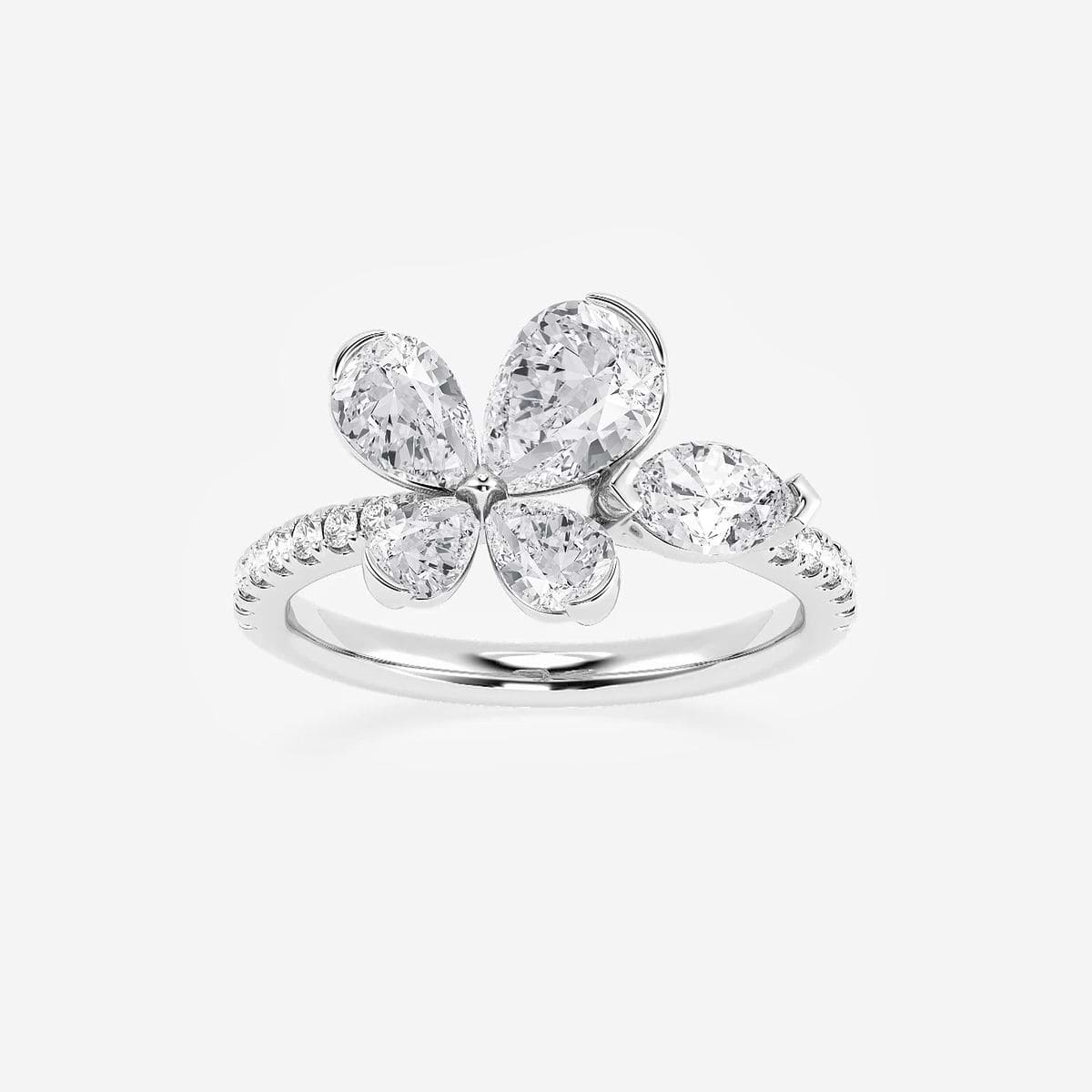 2 ctw Pear and Marquise Lab Grown Diamond Flower Fashion Ring