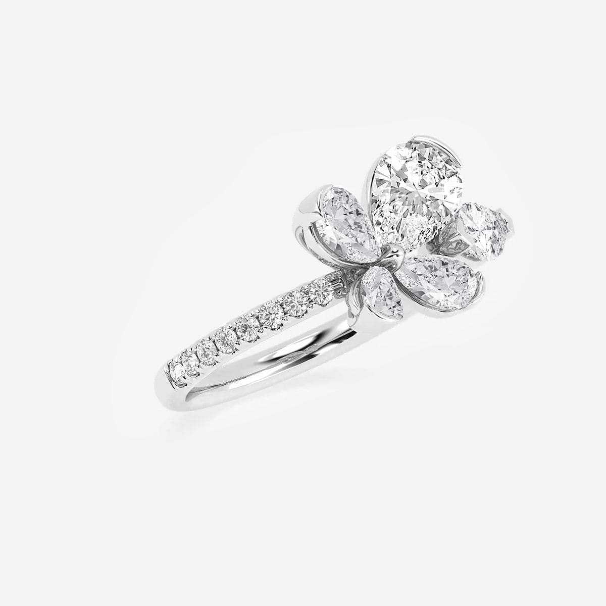 Additional Image 1 for  2 ctw Pear and Marquise Lab Grown Diamond Flower Fashion Ring