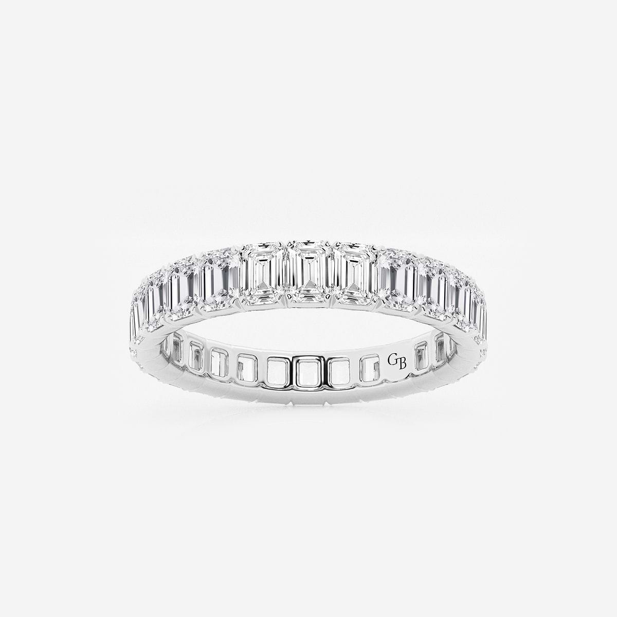 3 ctw Emerald Lab Grown Diamond Eternity Band - 3.3mm Width Platinum, F, VS2