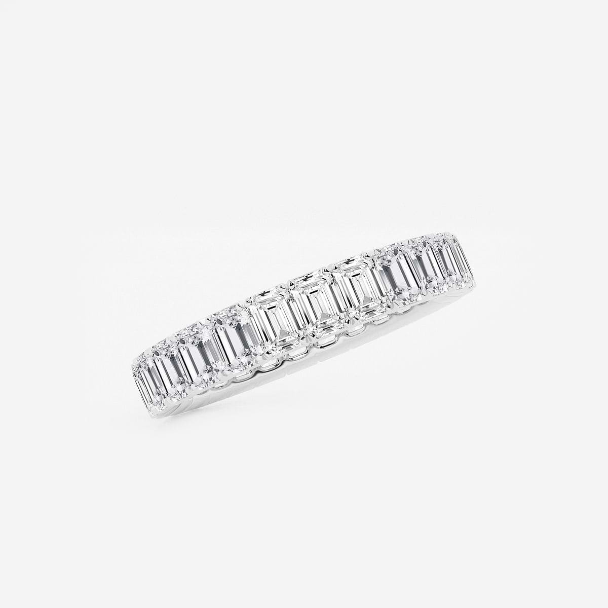 3 ctw Emerald Lab Grown Diamond Eternity Band - 3.3mm Width Platinum, F, VS2