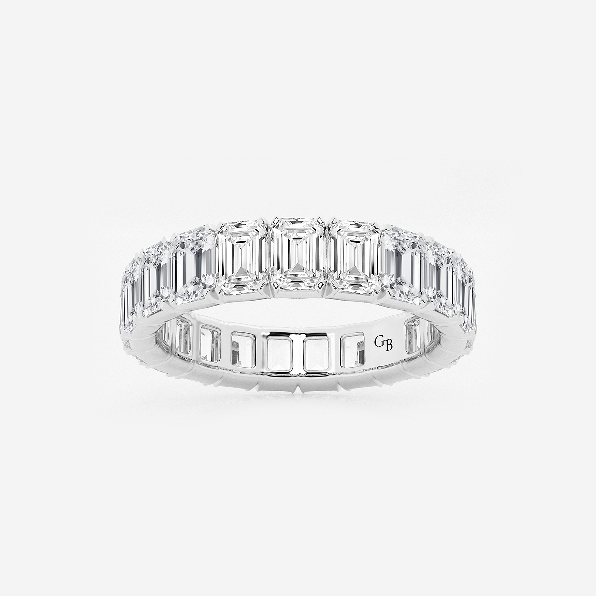 5 ctw Emerald Lab Grown Diamond Eternity Band - 4.3mm Width 14K White Gold, FG, VS2+