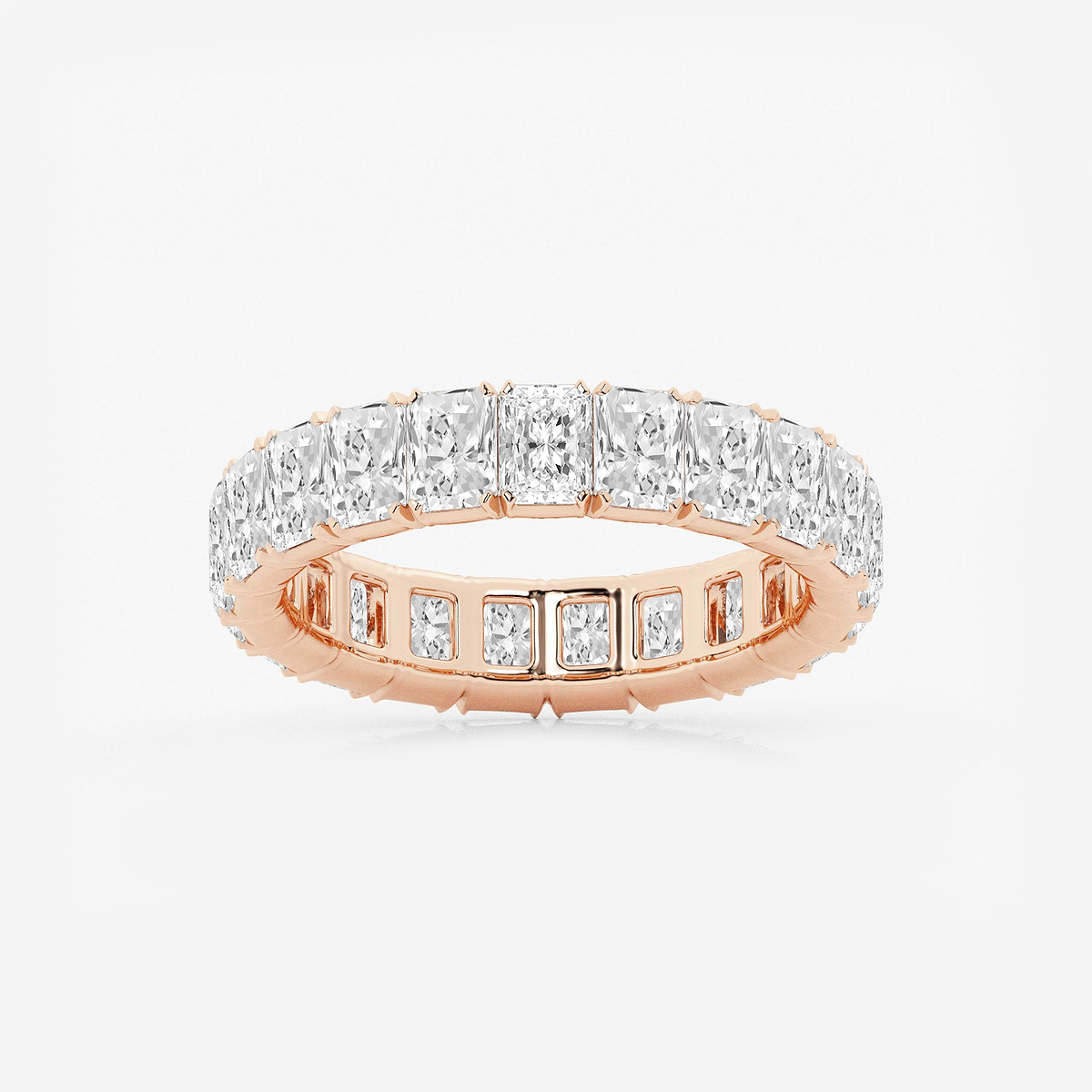 3 7/8 ctw Radiant Lab Grown Diamond V-Prong Eternity Band - 4.2mm Width