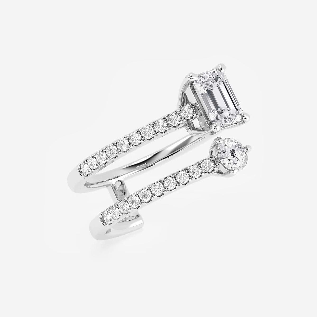Additional Image 1 for  1 1/4 ctw Toi Et Moi Emerald and Round Fashion Ring