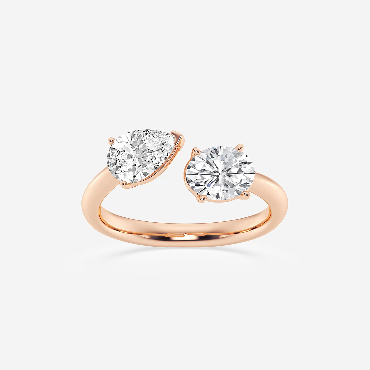 1 1/2 Toi Et Moi Pear and Oval Ring