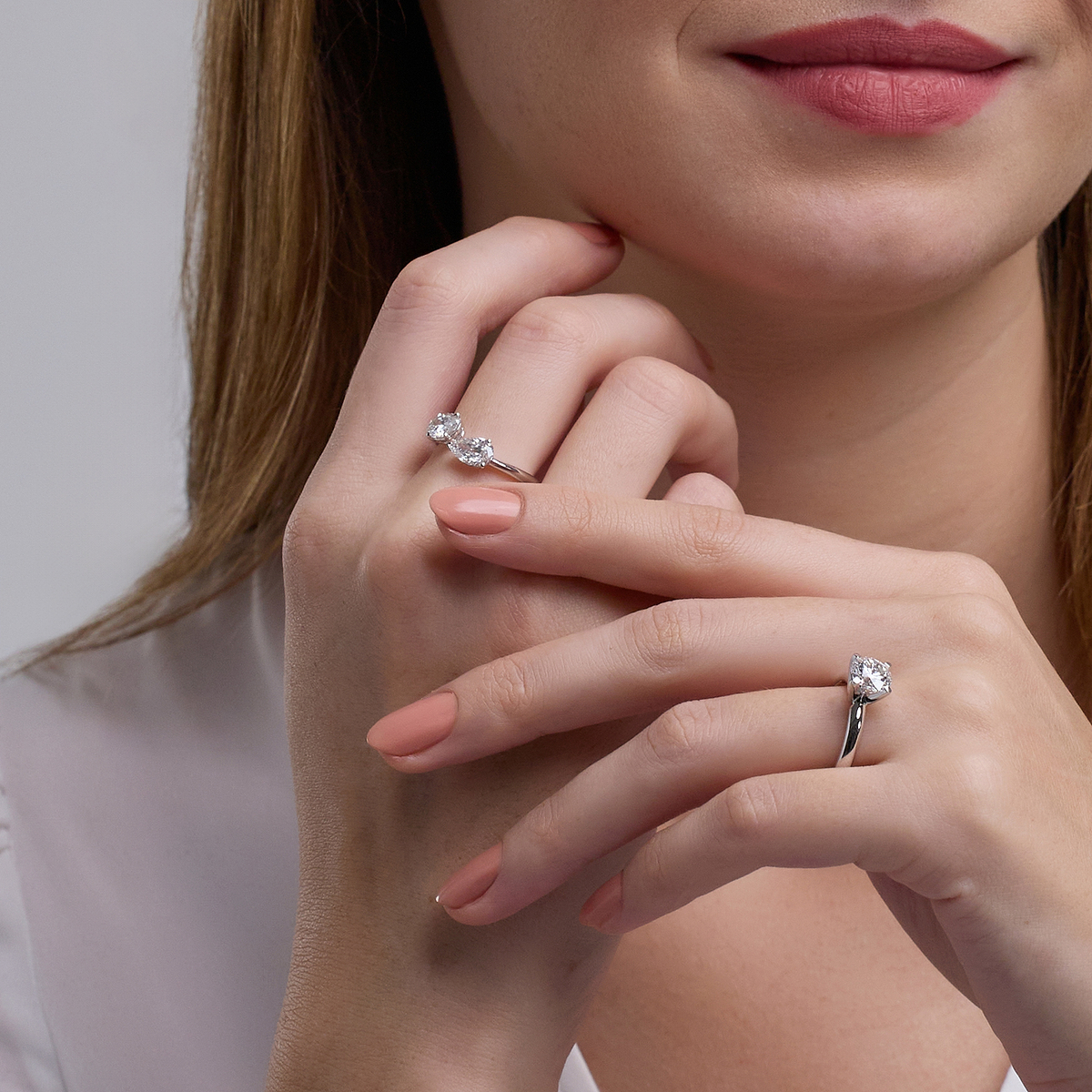 1 1/2 Toi Et Moi Pear and Oval Ring