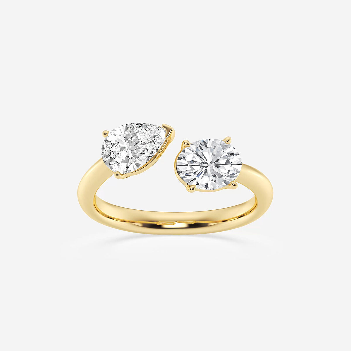 1 1/2 Toi Et Moi Pear and Oval Ring