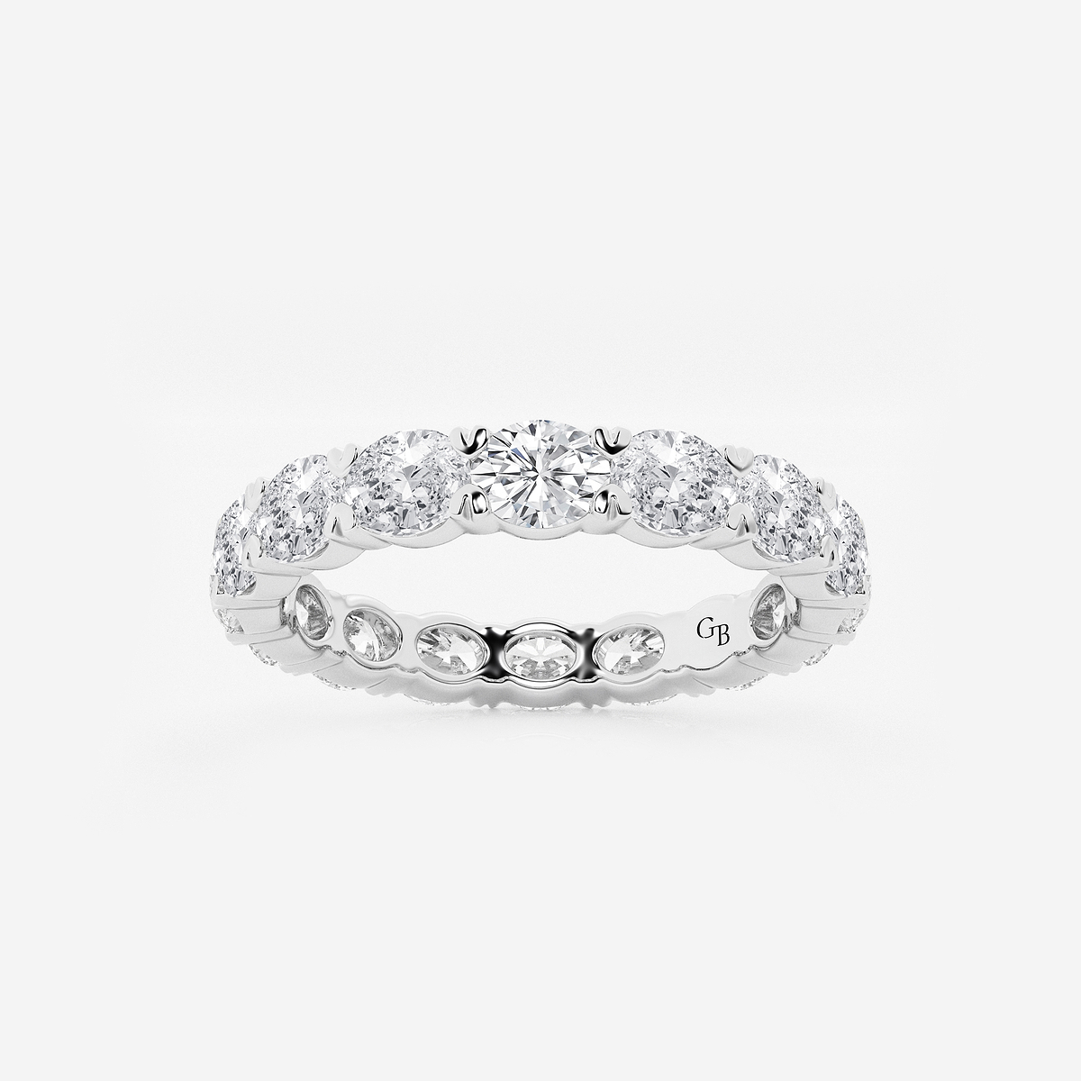 Caroline ctw East-West Oval Lab Grown Diamond Eternity Band Width  14K White Gold, DE, VS1