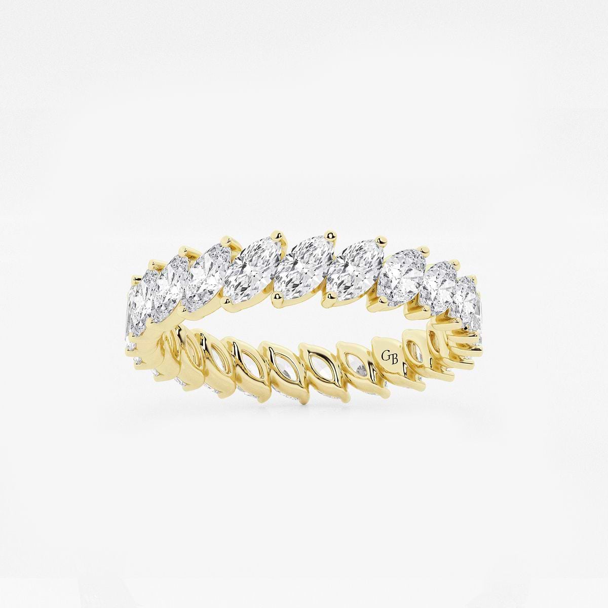 2 ctw Marquise Lab Grown Diamond Eternity Band - 4.2mm Width 14K Yellow Gold, F, VS2