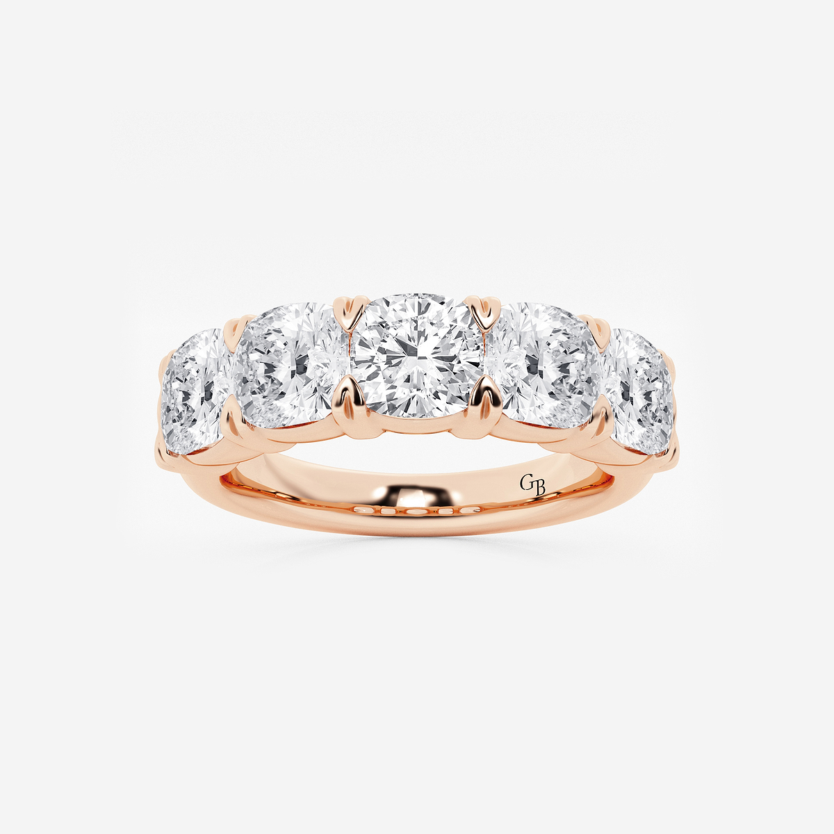 4 ctw Cushion Lab Grown Diamond Five-Stone Anniversary Band