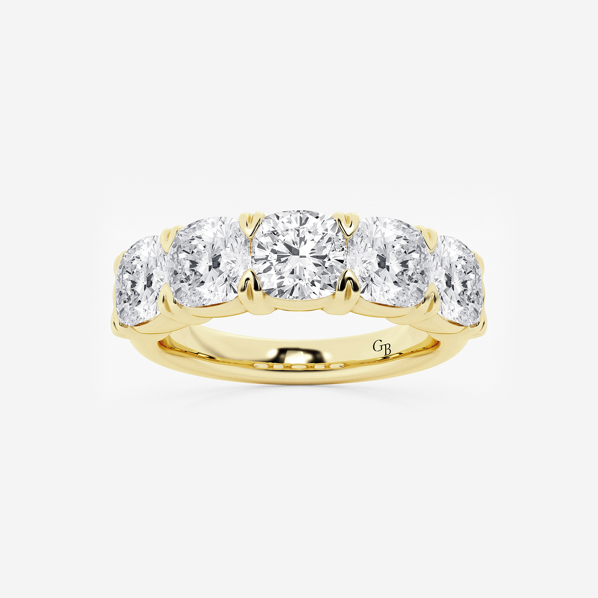 4 ctw Cushion Lab Grown Diamond Five-Stone Anniversary Band