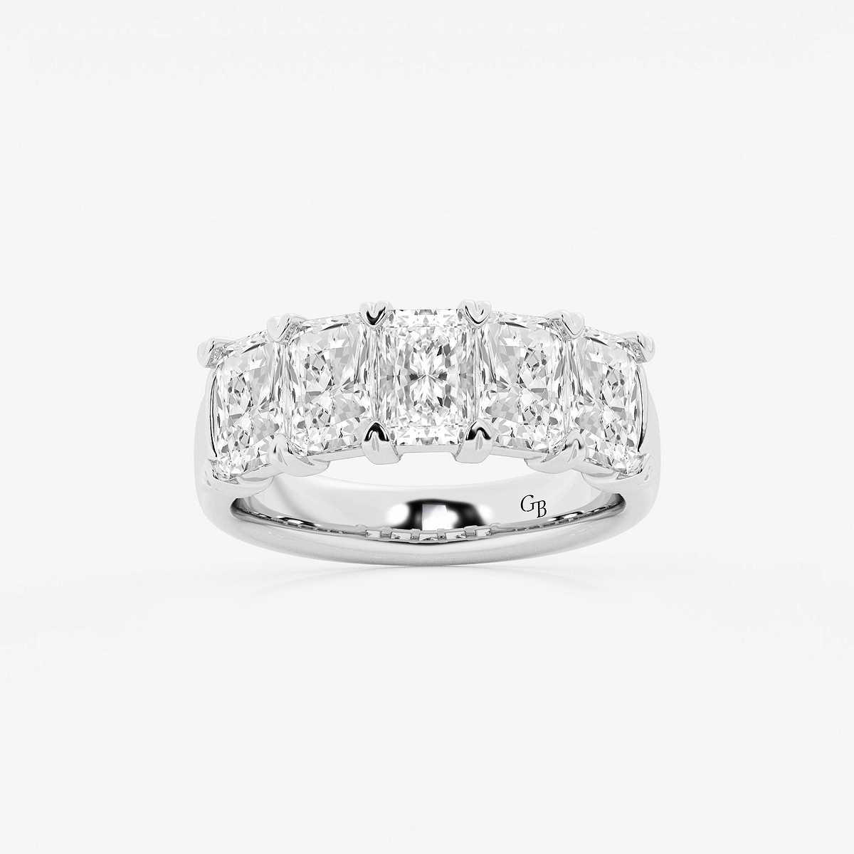 3 ctw Radiant Lab Grown Diamond Five-Stone Anniversary Band 14K White Gold, FG, VS2+