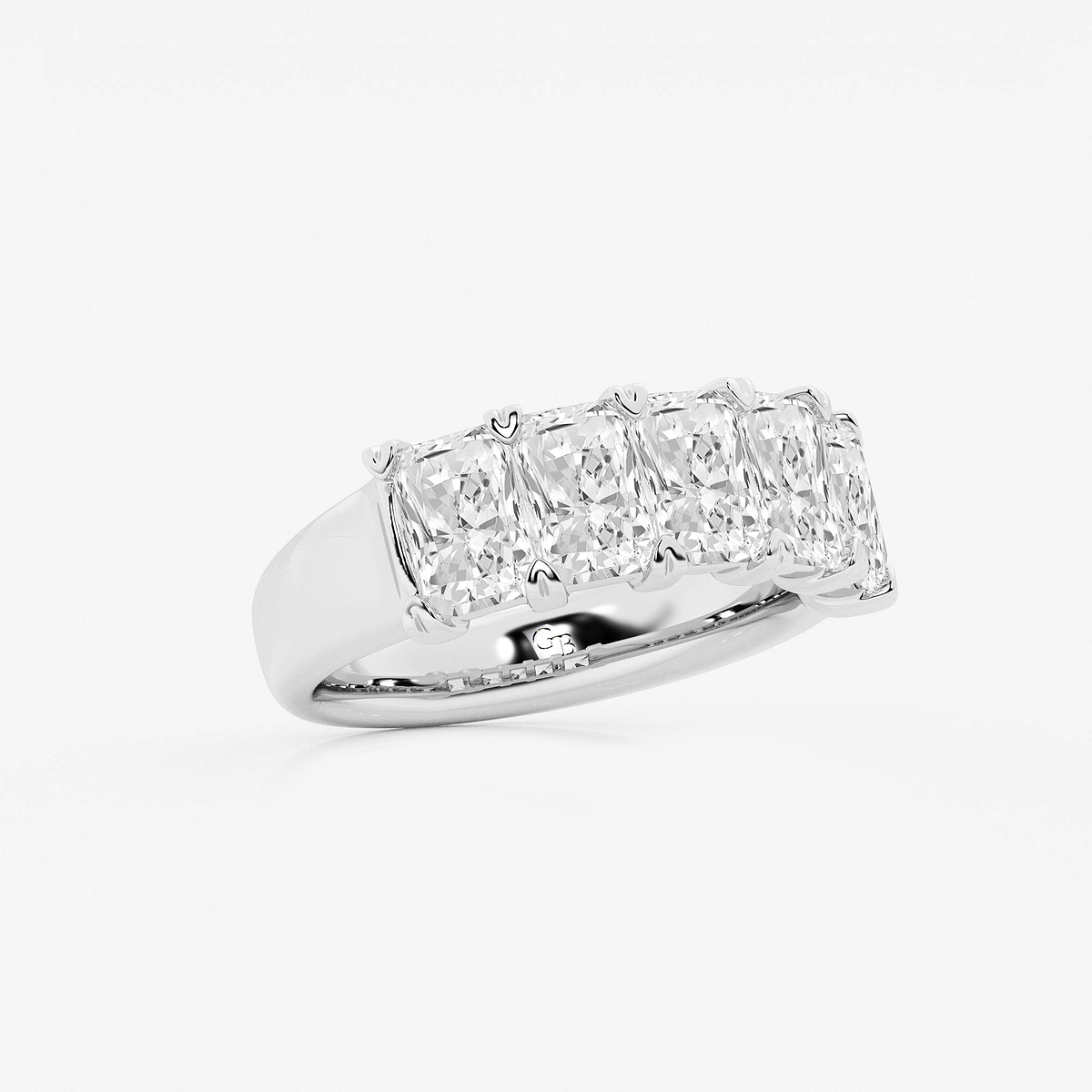3 ctw Radiant Lab Grown Diamond Five-Stone Anniversary Band 14K White Gold, FG, VS2+