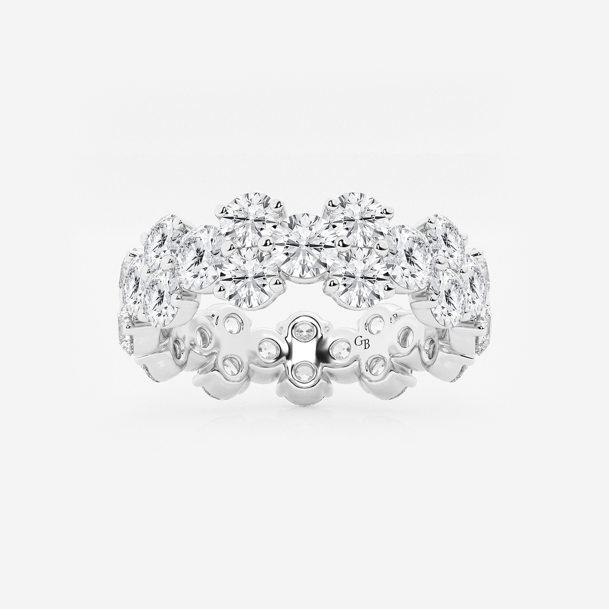 4 ctw Garland Round Lab Grown Diamond Eternity Band - 5.9mm Width 14K White Gold, F, VS2