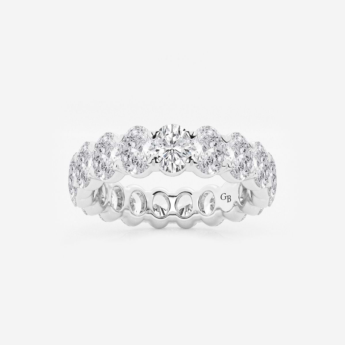 4 ctw Oval Lab Grown Diamond Eternity Band - 4.9mm Width 14K White Gold, F, VS2