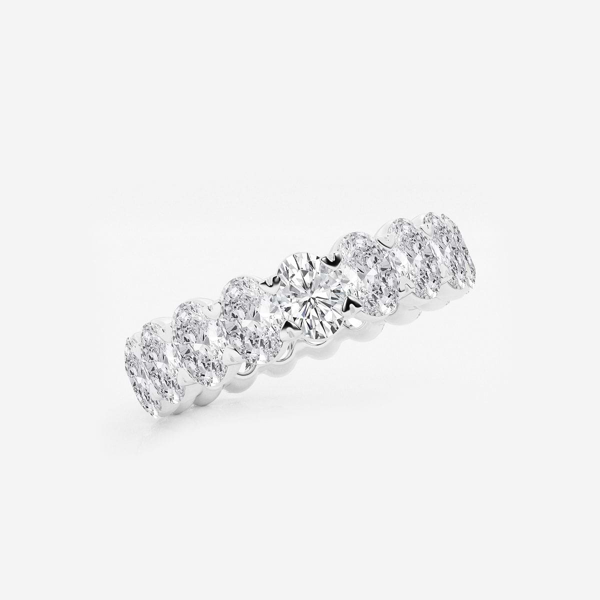 4 ctw Oval Lab Grown Diamond Eternity Band - 4.9mm Width 14K White Gold, F, VS2