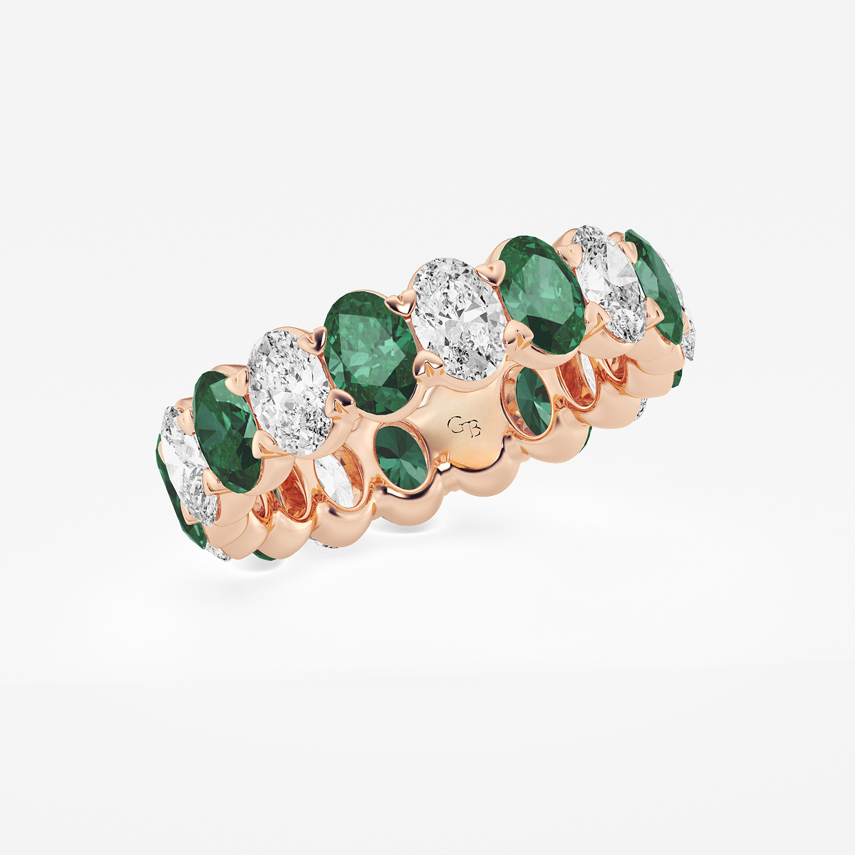 Additional Image 1 for  5.2x3.6 mm Oval Cut Emerald and 2 5/8 ctw Oval Lab Grown Diamond Eternity Band - 5mm Width