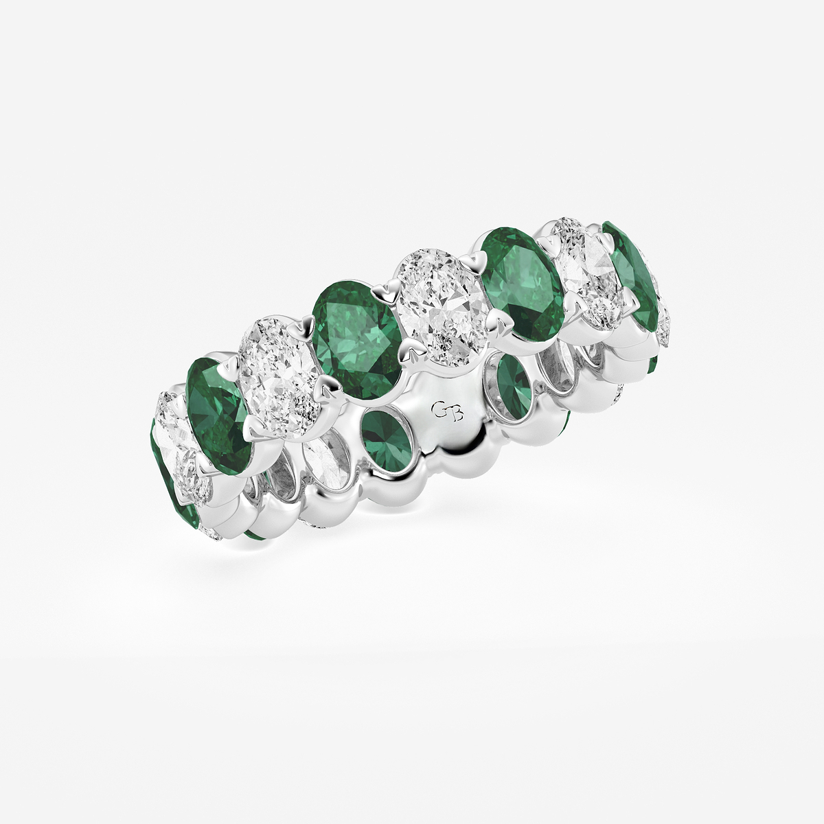 Additional Image 1 for  4.9x3.4 mm Oval Cut Created Emerald and 2 5/8 ctw Oval Lab Grown Diamond Eternity Band - 5mm Width
