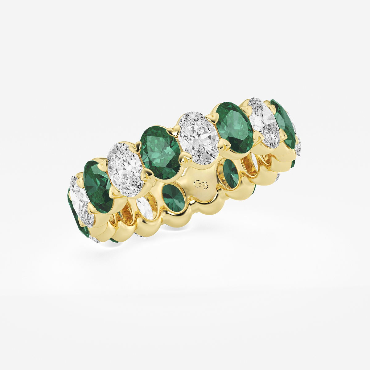 Additional Image 1 for  5.2x3.6 mm Oval Cut Emerald and 2 5/8 ctw Oval Lab Grown Diamond Eternity Band - 5mm Width