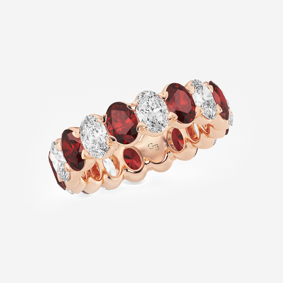 Additional Image 1 for  4.9x3.4 mm Oval Cut Ruby and 2 5/8 ctw Oval Lab Grown Diamond Eternity Band - 5mm Width