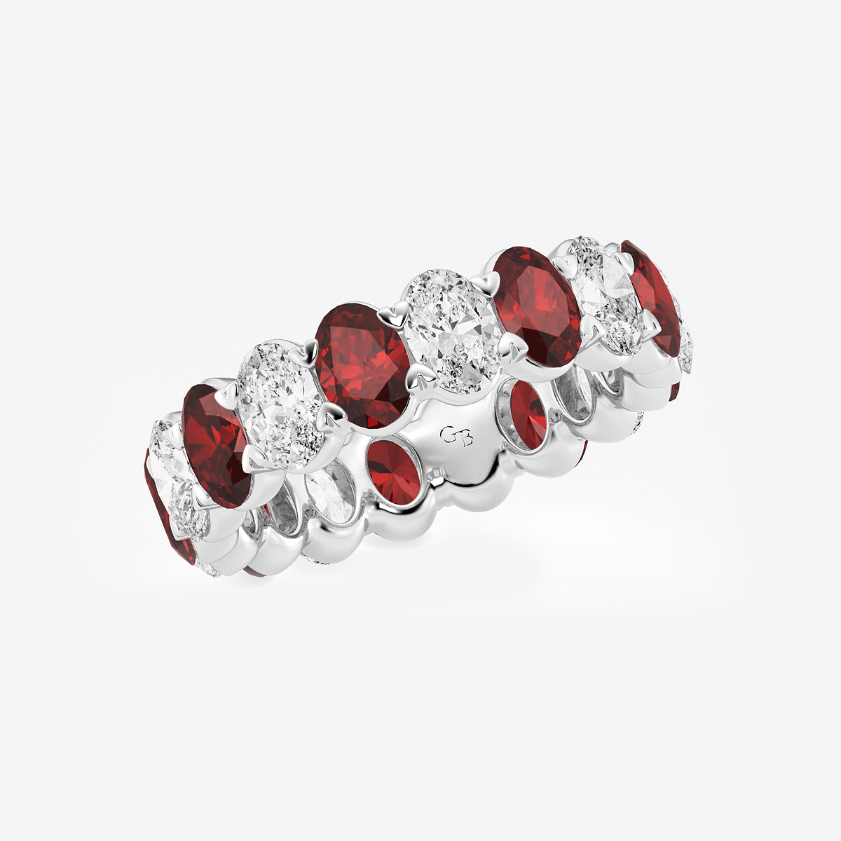 Additional Image 1 for  4.9x3.4 mm Oval Cut Created Ruby and 2 5/8 ctw Oval Lab Grown Diamond Eternity Band - 5mm Width