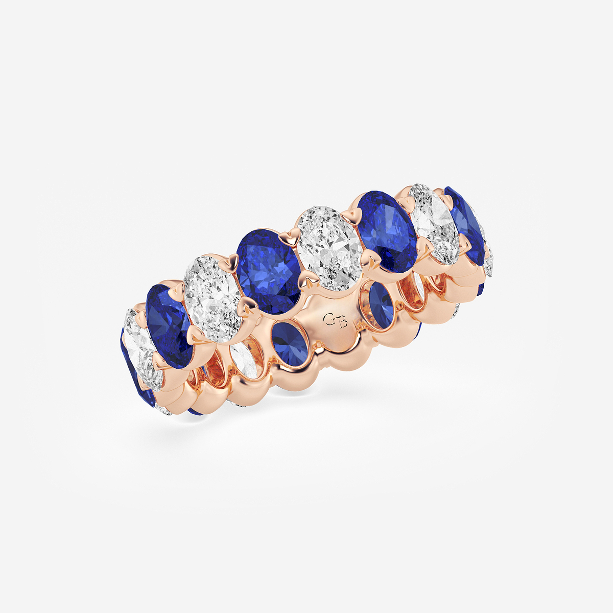 Additional Image 1 for  5.4x3.8 mm Oval Cut Sapphire and 2 5/8 ctw Oval Lab Grown Diamond Eternity Band - 5.4mm Width