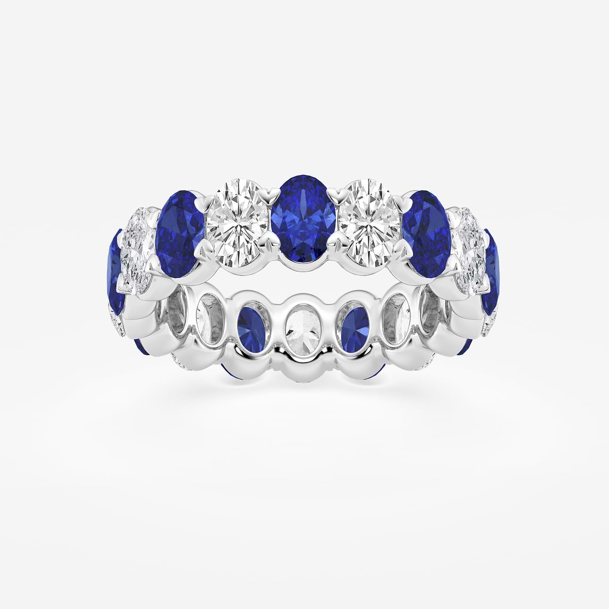 5.0x3.6 mm Oval Cut Created Sapphire and 2 5/8 ctw Oval Lab Grown Diamond Eternity Band - 5mm Width