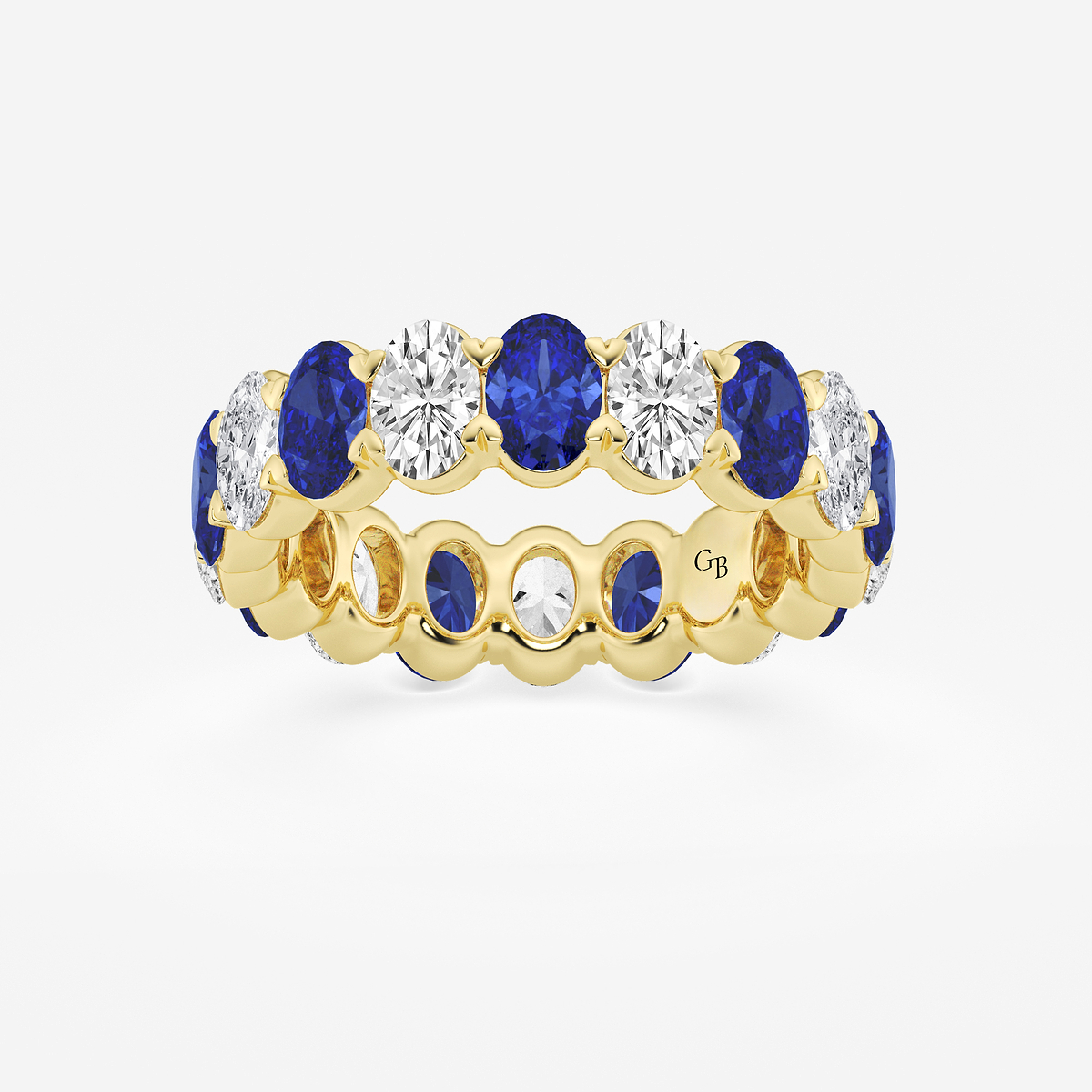 5.0x3.6 mm Oval Cut Sapphire and 2 5/8 ctw Oval Lab Grown Diamond Eternity Band - 5mm Width