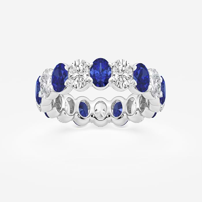 5.0x3.6 mm Oval Cut Created Sapphire and 2 5/8 ctw Oval Lab Grown Diamond Eternity Band - 5mm Width