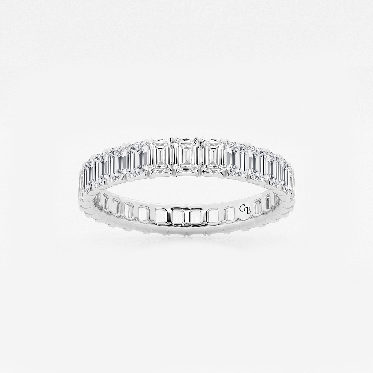 2 ctw Emerald Lab Grown Diamond Eternity Band - 3mm Width 14K White Gold, F, VS2