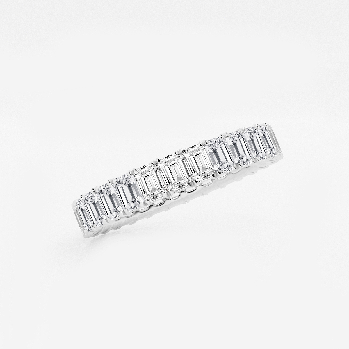 2 ctw Emerald Lab Grown Diamond Eternity Band - 3mm Width 14K White Gold, F, VS2