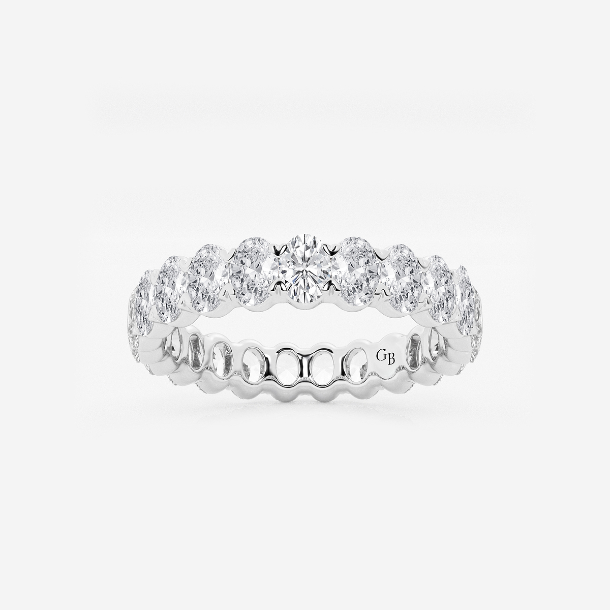 2 ctw Oval Lab Grown Diamond Eternity Band - 3.6mm Width 14K White Gold, FG, VS2+