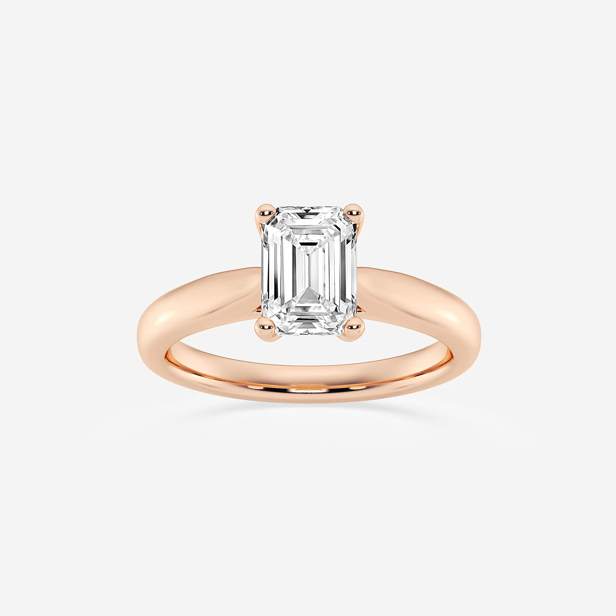 1 1/2 ctw Emerald Lab Grown Diamond Cathedral Solitaire Engagement Ring