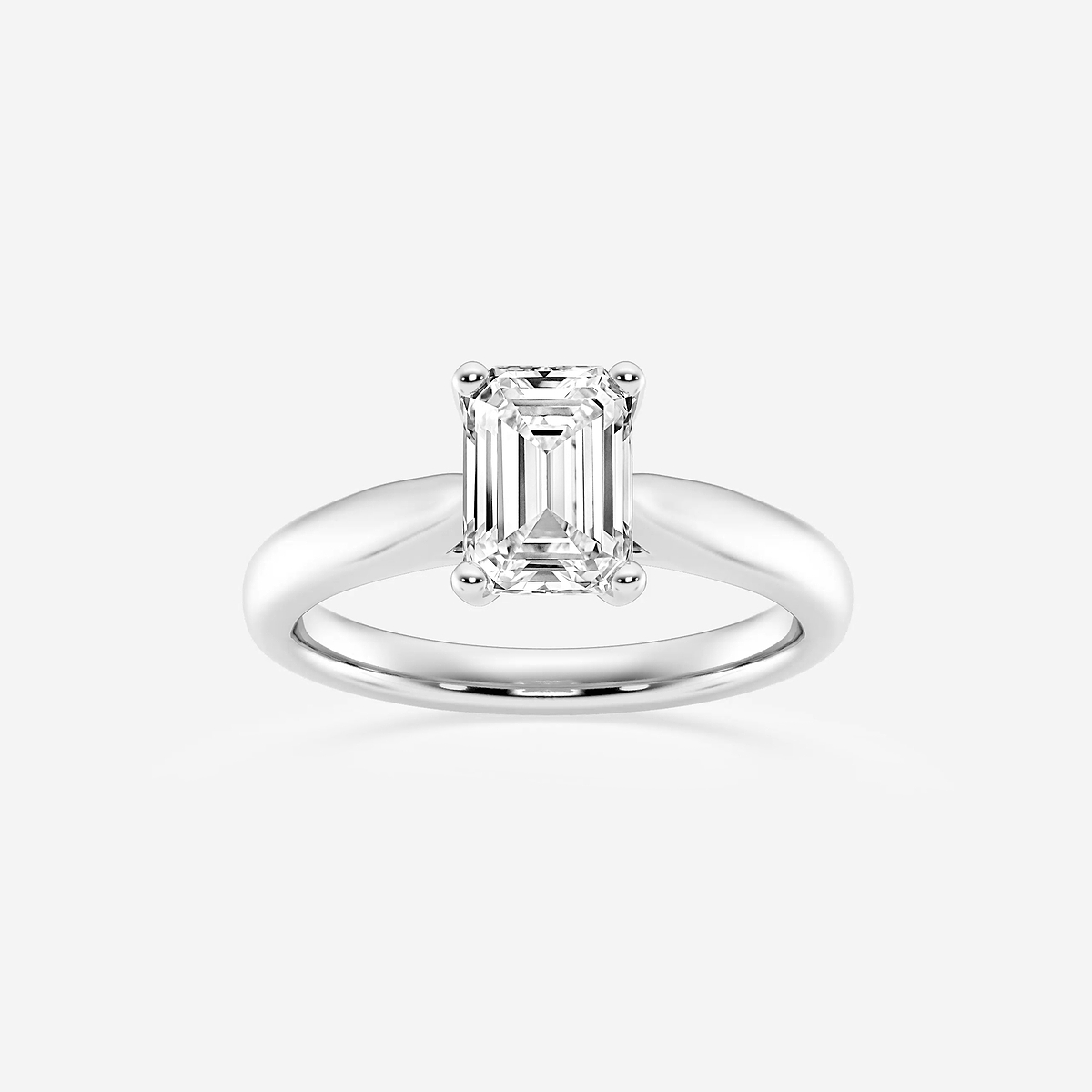1 1/2 ctw Emerald Lab Grown Diamond Cathedral Solitaire Engagement Ring