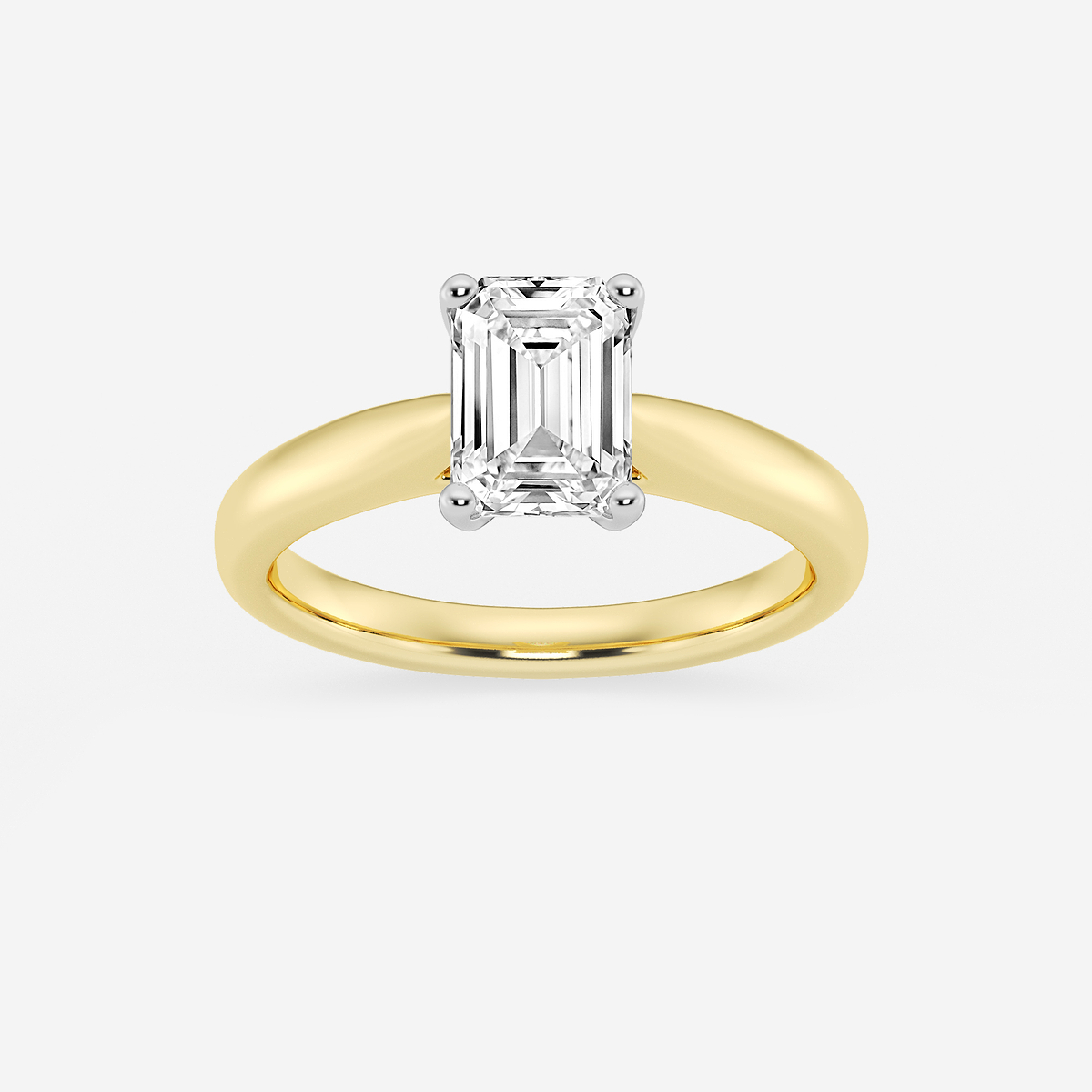 1 1/2 ctw Emerald Lab Grown Diamond Cathedral Solitaire Engagement Ring