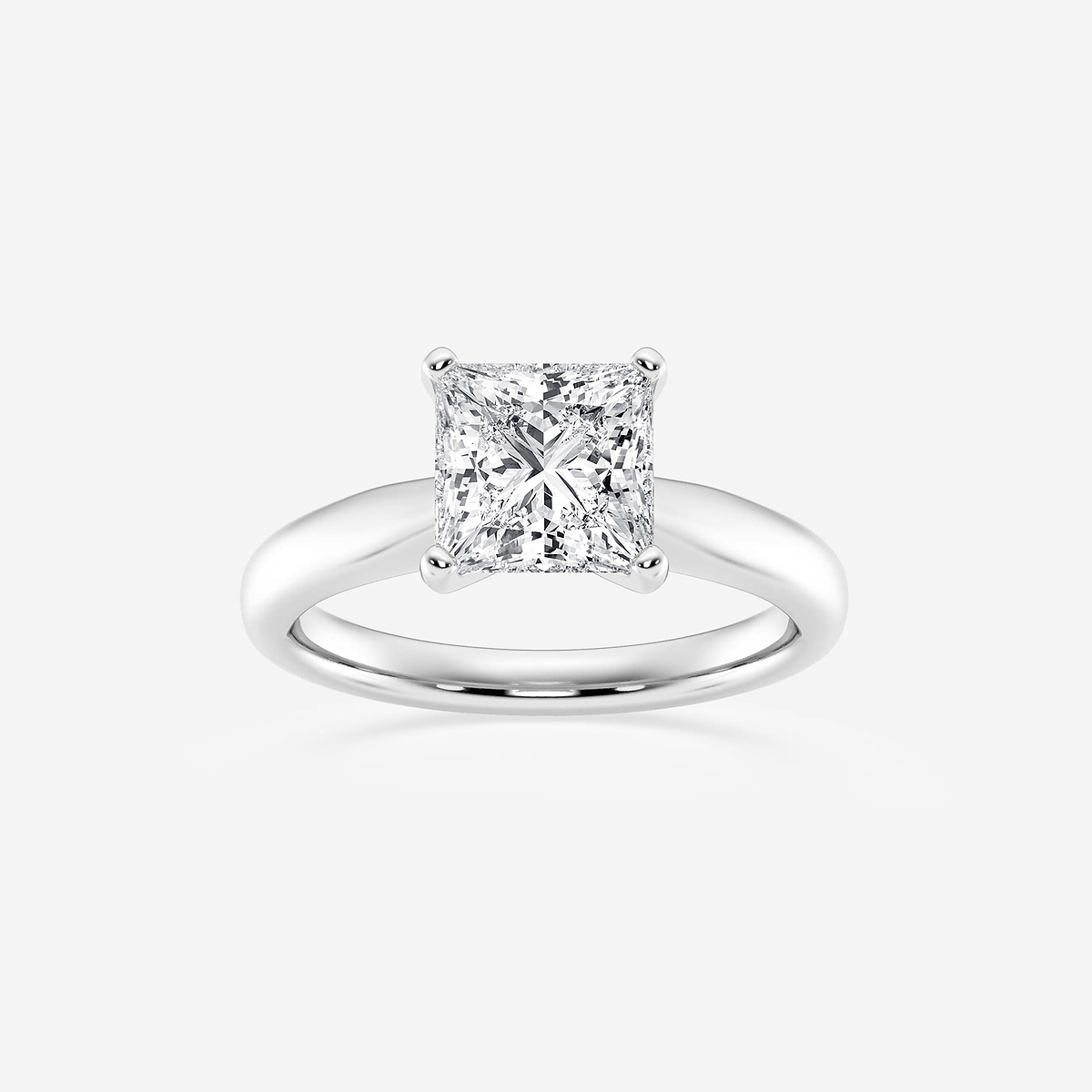 1 1/2 ctw Princess Lab Grown Diamond Cathedral Solitaire Engagement Ring