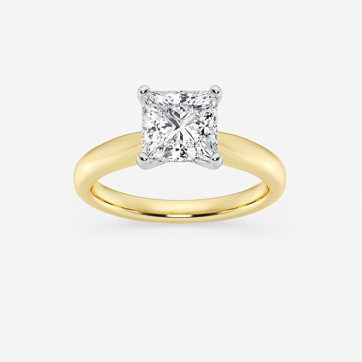 1 1/2 ctw Princess Lab Grown Diamond Cathedral Solitaire Engagement Ring
