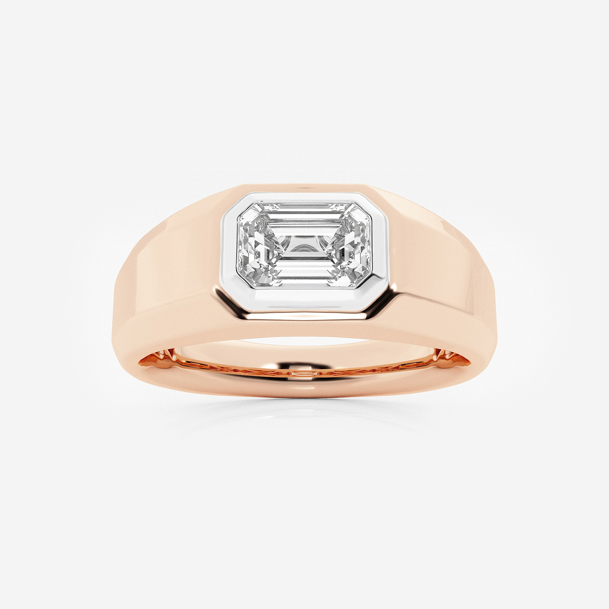 1 1/2 ctw Emerald Lab Grown Diamond Polished Solitaire Ring