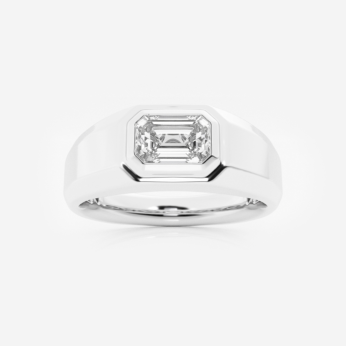 1 1/2 ctw Emerald Lab Grown Diamond Polished Solitaire Ring