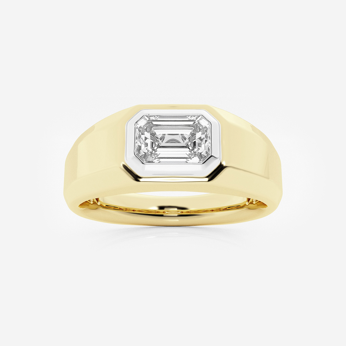 1 1/2 ctw Emerald Lab Grown Diamond Polished Solitaire Ring