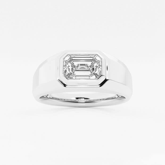 Men's Polished Emerald Solitaire Engagement Ring